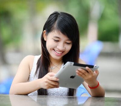 Teen girl using an iPad